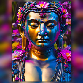 Serene Buddha with lotus sparks diamond painting shiny colorful rhinestones kit