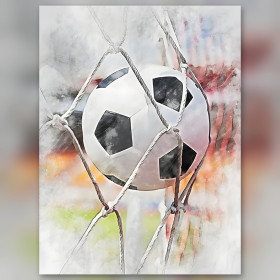 Pallone da calcio acquerello nella rete strass lucidi diamond painting