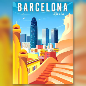 Diamant schilderij Barcelona Agbar Toren Park Güell glinsterende steentjes kleurrijk