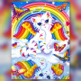 Chat blanc ailé arc-en-ciel sur nuage broderie diamant strass brillants