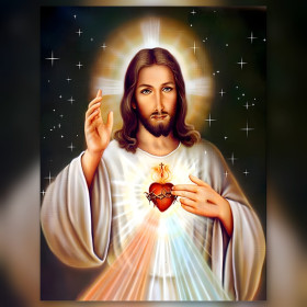 Jesus Christ divine mercy light rays sacred heart diamond painting rhinestones