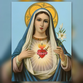Immaculate Heart Virgin Mary diamond painting shiny rhinestones religious canvas art