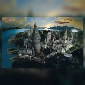 Diamond Painting Hogwarts bei Dämmerung funkelnde Strasssteine magisches Schloss