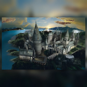 Diamond painting Poudlard au crépuscule strass brillants château magique