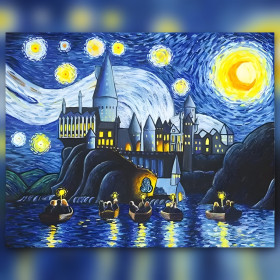 Hogwarts Notte Stellata diamond painting strass brillanti