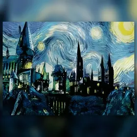 Hogwarts unter Sternennacht Diamond Painting glänzende Strasssteine
