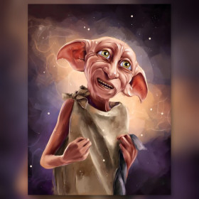 Dobby le lutin souriant en diamond painting strass brillants toile magique