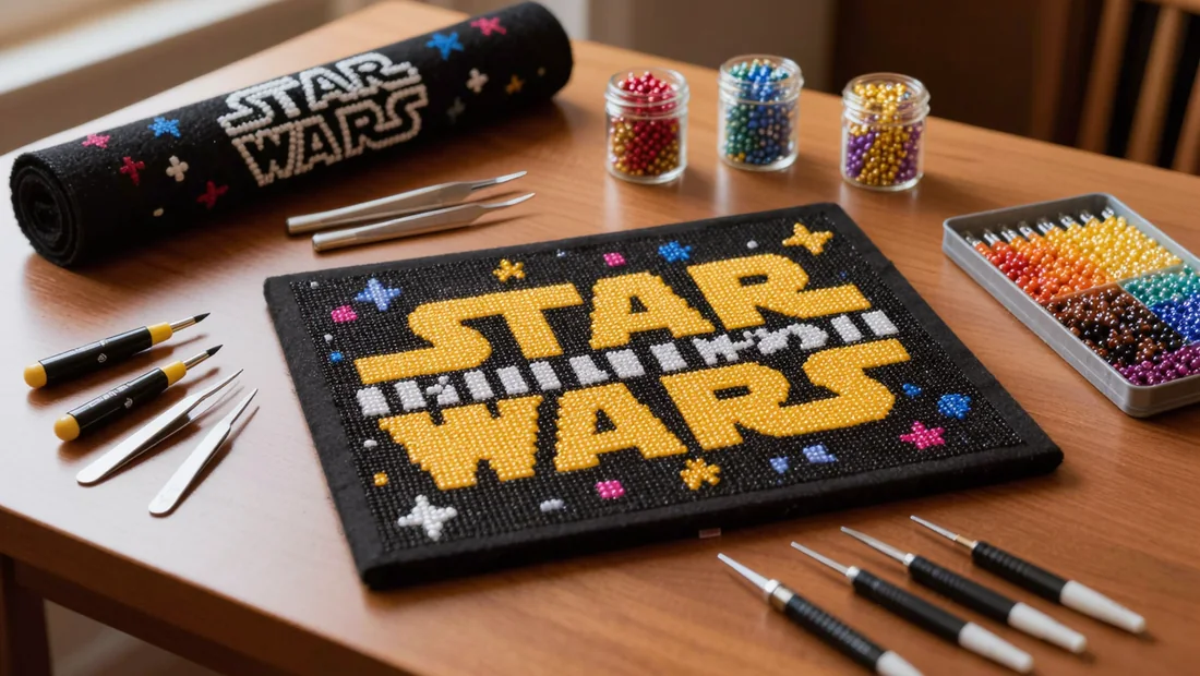 Accessoires essentiels pour diamond painting Star Wars : stylo, pince, plateau et pots