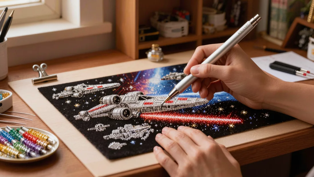Application d'un diamant sur une toile Star Wars scène spatiale