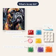 Boxer, Intense Gaze Diamond Painting – kit contents