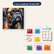 Boxer, Sguardo Intenso - Diamond Painting – contenuto del kit