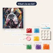 Colorful French Bulldog Diamond Painting – kit contents
