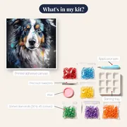 Majestic Bernese Mountain Dog Diamond Painting – kit contents