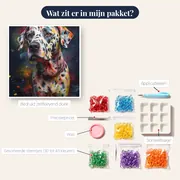 Dalmatiër met Veelkleurige Vlekken Diamond Painting – inhoud van het pakket