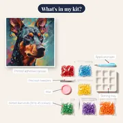 Gordon Setter at Rest Diamond Painting – kit contents