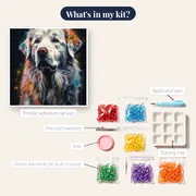 English Setter, Sleek Silhouette Diamond Painting – kit contents