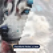 Sibirischer Husky mit Eisblauen Augen Diamond Painting – Nahaufnahme der Steine