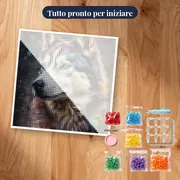 Husky Siberiano dagli Occhi di Ghiaccio Diamond Painting – kit pronto per iniziare