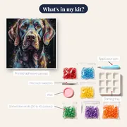 Black Retriever Color Burst Diamond Painting – kit contents