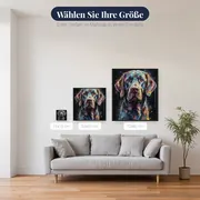 Schwarzer Retriever mit Farbspritzern Diamond Painting – verfügbare Größen