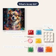 Long-Haired Chihuahua Diamond Painting – kit contents