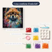 Volpino di Pomerania, Palla di Pelo - Diamond Painting – contenuto del kit
