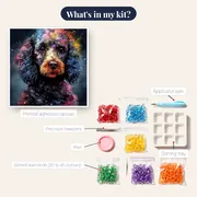 Poodle Royal, Proud Elegance Diamond Painting – kit contents