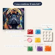 Carlino, Ritratto Divertente Diamond Painting – contenuto del kit
