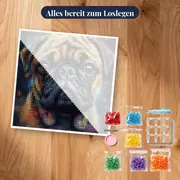Mops, lustiges Porträt Diamond Painting – Set bereit zum Loslegen