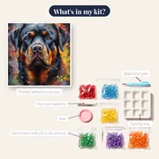 Loyal Guardian Rottweiler Diamond Painting – kit contents
