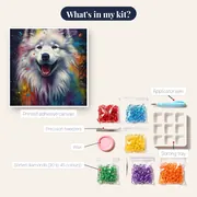 Samoyed with a Gentle Smile Diamond Painting – kit contents