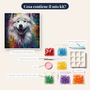 Samoyedo dal Dolce Sorriso - Diamond Painting – contenuto del kit