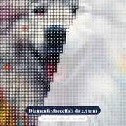 Samoyedo dal Dolce Sorriso - Diamond Painting – primo piano dei diamanti
