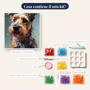 Yorkshire Terrier Sveglio Diamond Painting – contenuto del kit