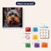 Resting Yorkshire Terrier Diamond Painting – kit contents