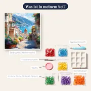 Amalfi, Die Blumentreppe - Diamond Painting – Inhalt des Sets