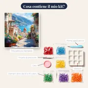 Amalfi, Le Scale Fiorite - Diamond Painting – contenuto del kit