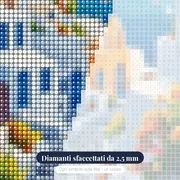 Diamond Painting Santorini, Le Cupole Azzurre – primo piano dei diamanti