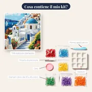 Santorini, Il Sentiero del Mulino Diamond Painting – contenuto del kit