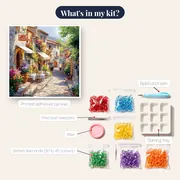 Italian Village, Coffee Break Diamond Painting – kit contents