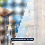 Küstendorf, Abstieg zum Meer – Diamond Painting – Nahaufnahme der Steine