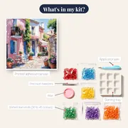 Pink House, Provencal Charm Diamond Painting – kit contents
