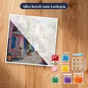 Rosa Haus, provenzalischer Charme Diamond Painting – Set bereit zum Loslegen