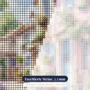 Rosa Haus mit azurblauen Läden Diamond Painting – Nahaufnahme der Steine