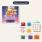 Pokémon Diamond Painting Pikachu Rainbow Shower – kit contents