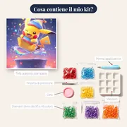 Diamond Painting Pokémon Pikachu Doccia Arcobaleno – contenuto del kit