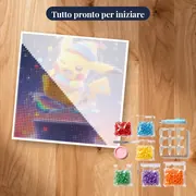 Diamond Painting Pokémon Pikachu Doccia Arcobaleno – kit pronto per iniziare