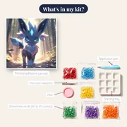 Pokémon Diamond Painting Glaceon Forest Path – kit contents