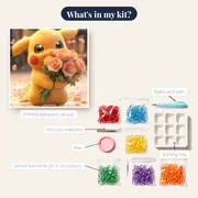 Pokémon Diamond Painting Pikachu Tender Bouquet – kit contents