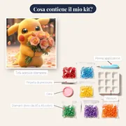 Diamond Painting Pokémon Pikachu Mazzo di Tenerezza – contenuto del kit
